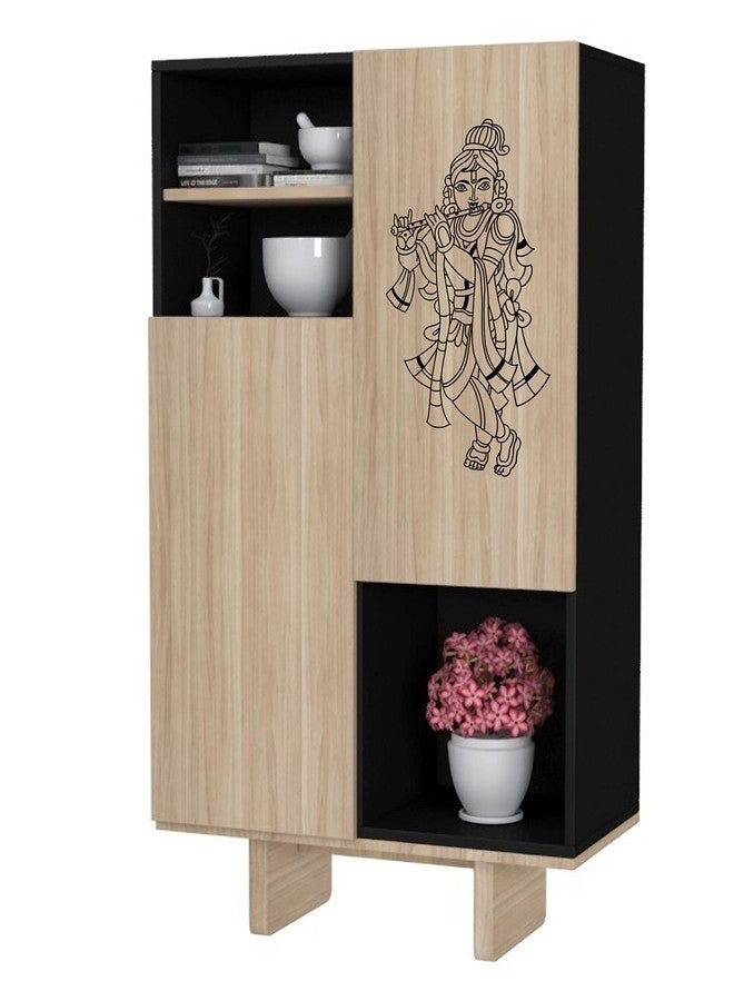 WallDesign Elegant Krishna Metal Painted Effect Wall Sticker Black Colour (Small) - 15 inch Height by 8 inch Width - Image 1